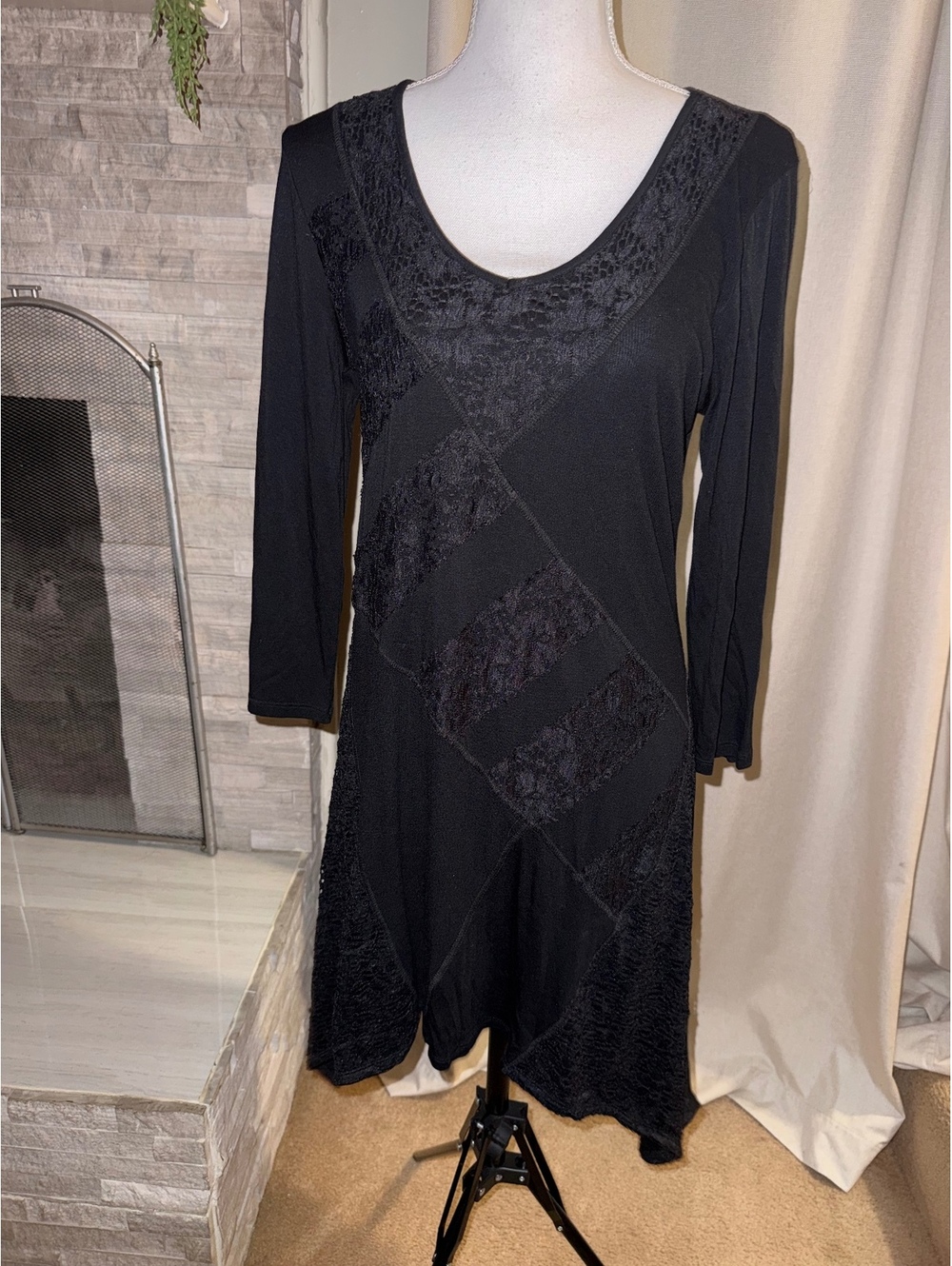 Cable & Gauge Black Lace Patchwork Midi Dress – NWT – Size Medium